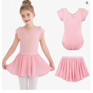 Leotard Snap Crotch BowBack with Skirt SIZE 7/8